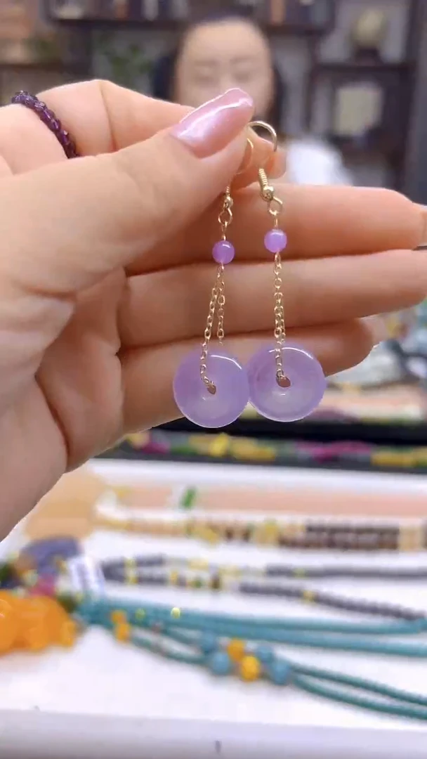 翡翠14K金镶嵌耳饰DIY款E724