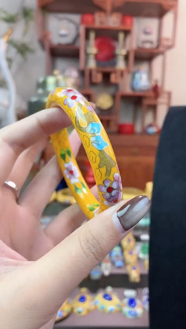 非遗手工景泰蓝镯子黄色
