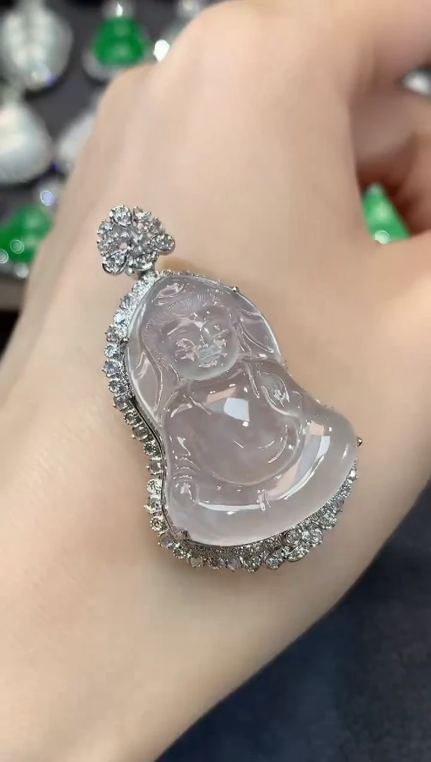 吊坠(不含链)18K金镶嵌翡翠A64