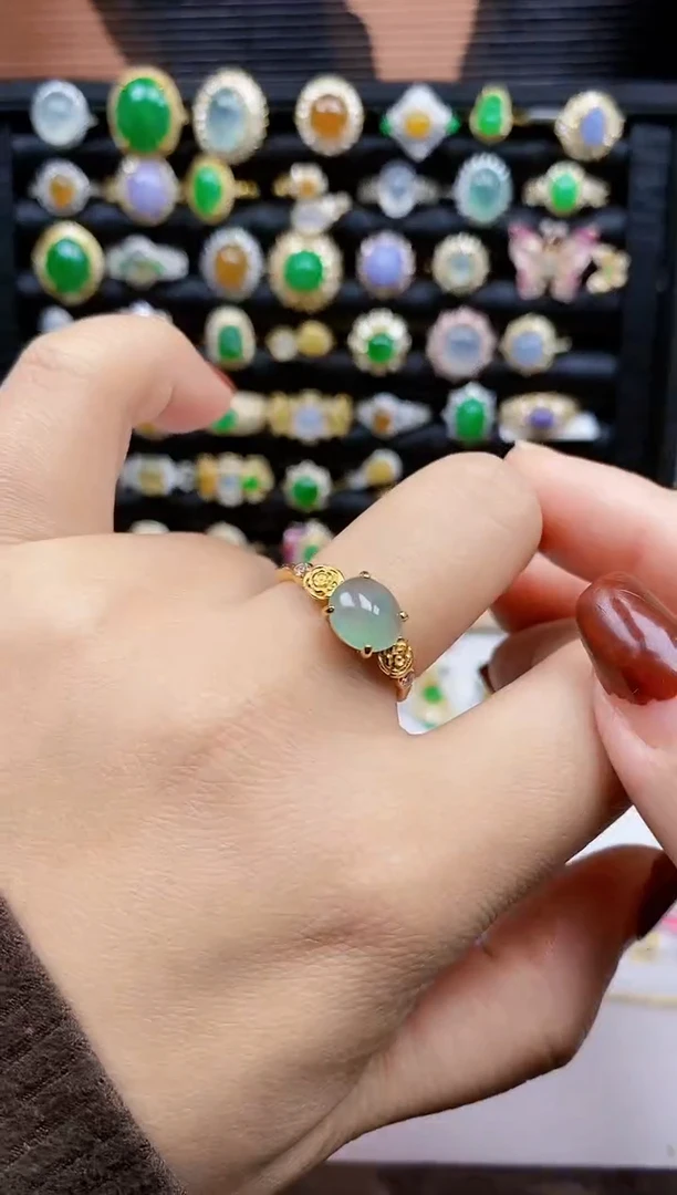 银S925镶嵌戒指翡翠348