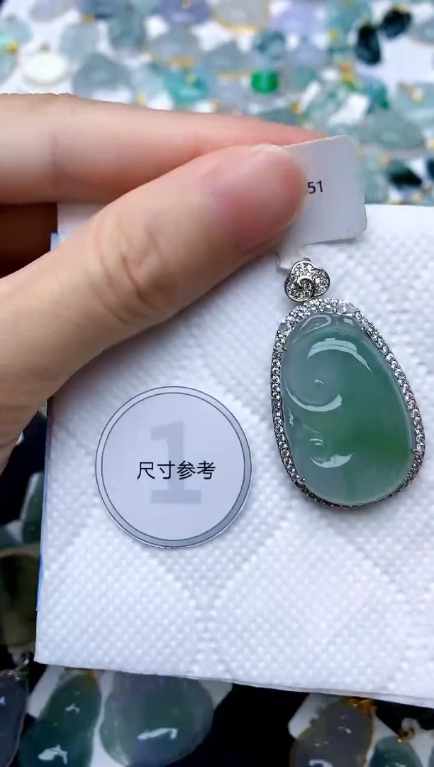 颈饰银S925镶嵌翡翠天然A货翡翠