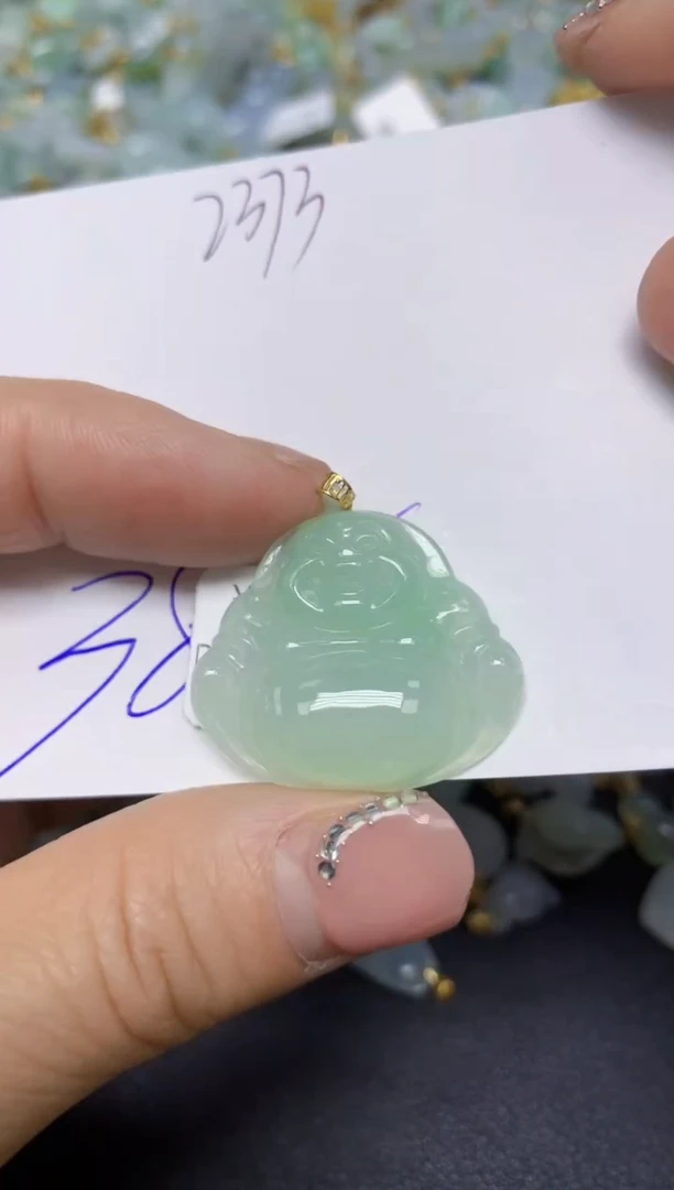 【闪购商品】翡翠挂件18K金镶嵌 天然翡翠A货