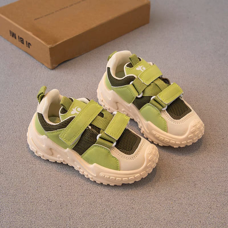 儿童运动魔术贴老爹鞋2025春秋新款男童榴莲底女童老爹鞋078