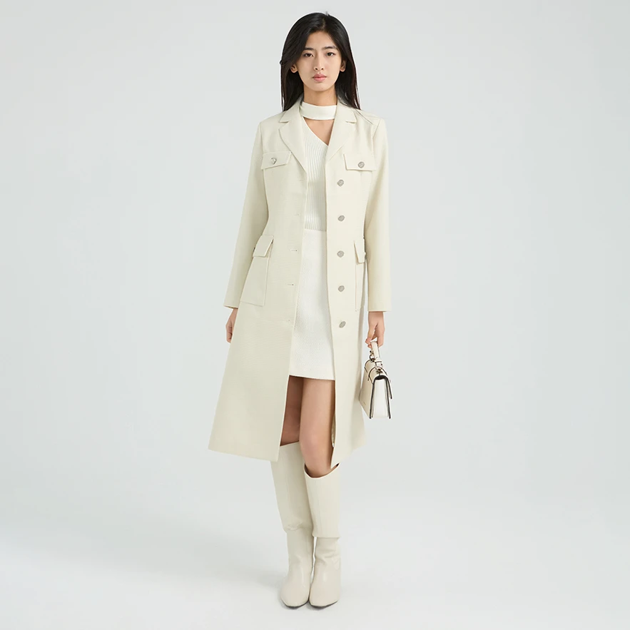 【丽公主】圣迪奥收腰系带气质百搭中长款经典风衣外套S243Z1803