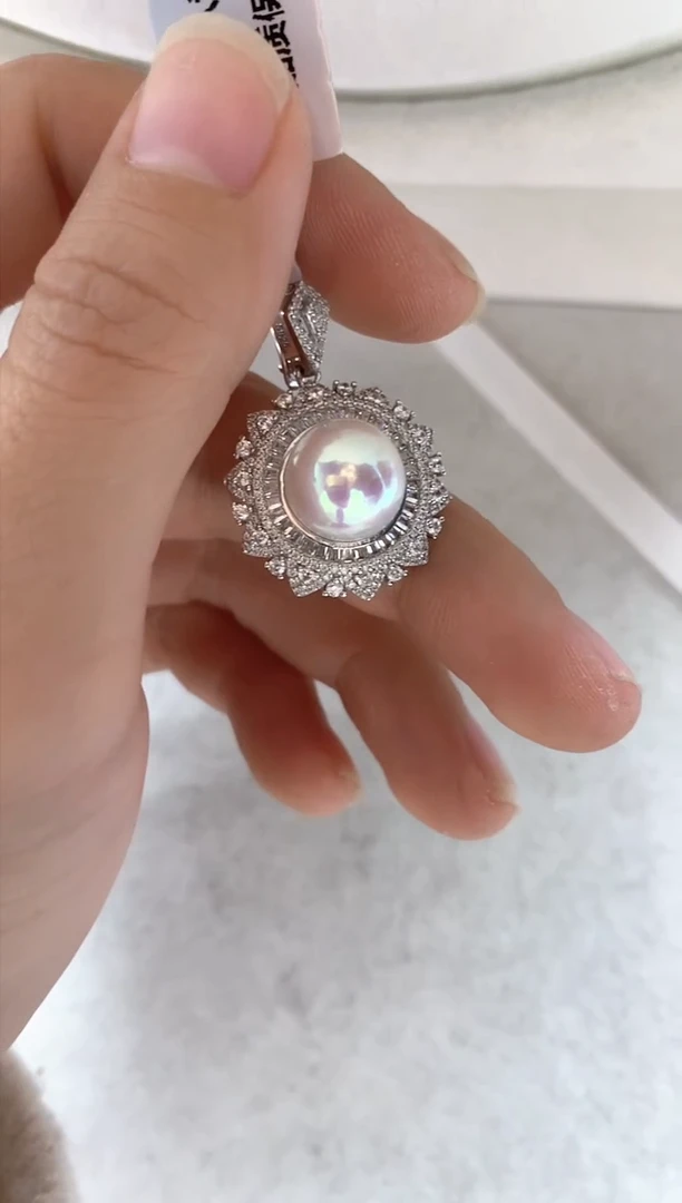 吊坠(不含链)银S925镶嵌淡水珍珠吊坠