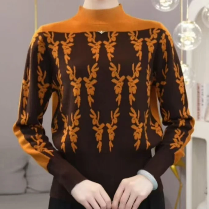 2024秋季新款外套圆领毛衣百搭时尚修身针织衫休闲上衣女