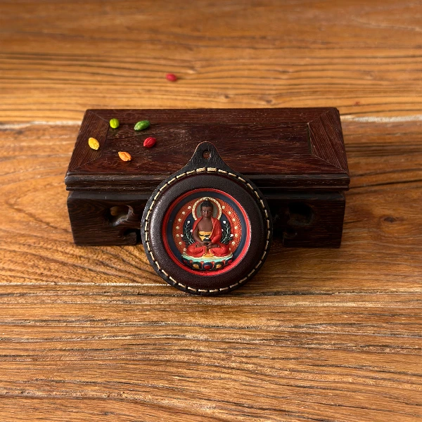 阿弥陀佛擦擦藏式手绘 立体唐卡佛像嘎乌盒吊坠 可挂编绳车挂项链