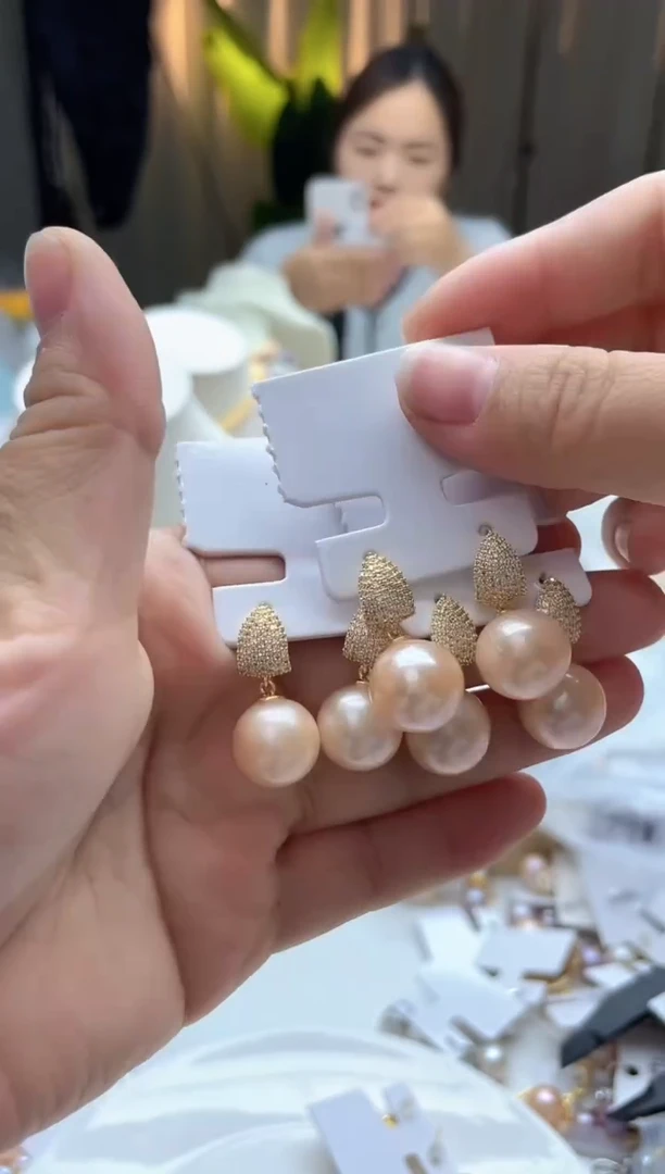 未镶嵌耳饰淡水珍珠12mm+耳饰（多样性发一）