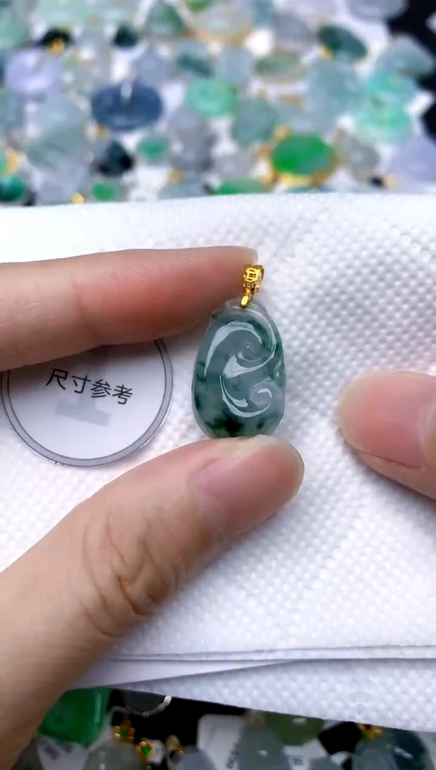 颈饰银S925镶嵌翡翠天然A货翡翠