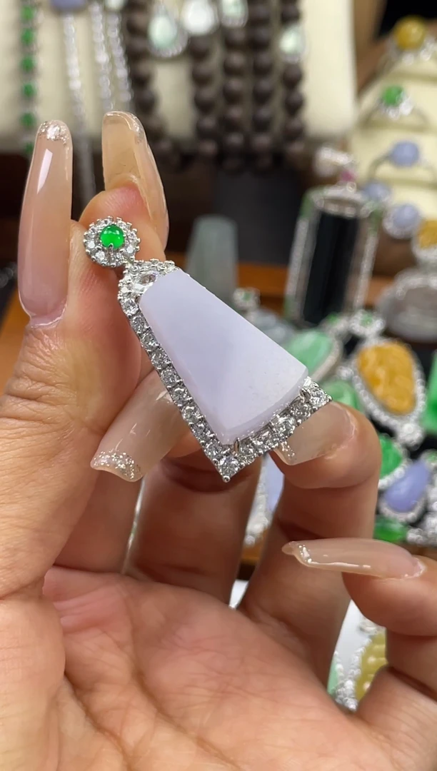 吊坠(不含链)银S925镶嵌翡翠吊坠