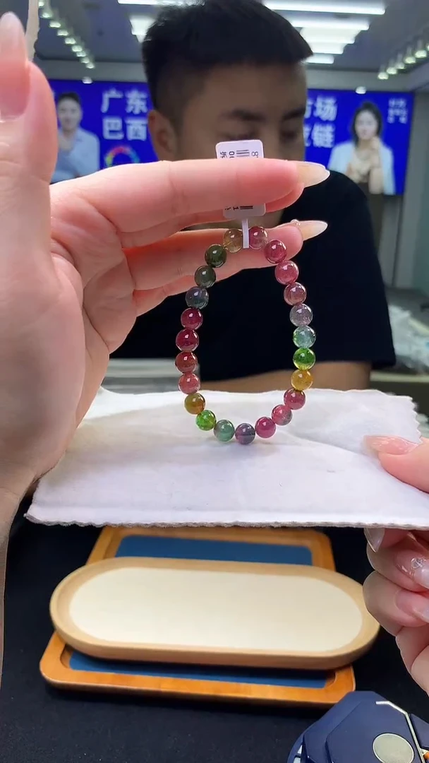 未镶嵌手链碧玺玫瑰庄园西瓜碧玺单圈    8x