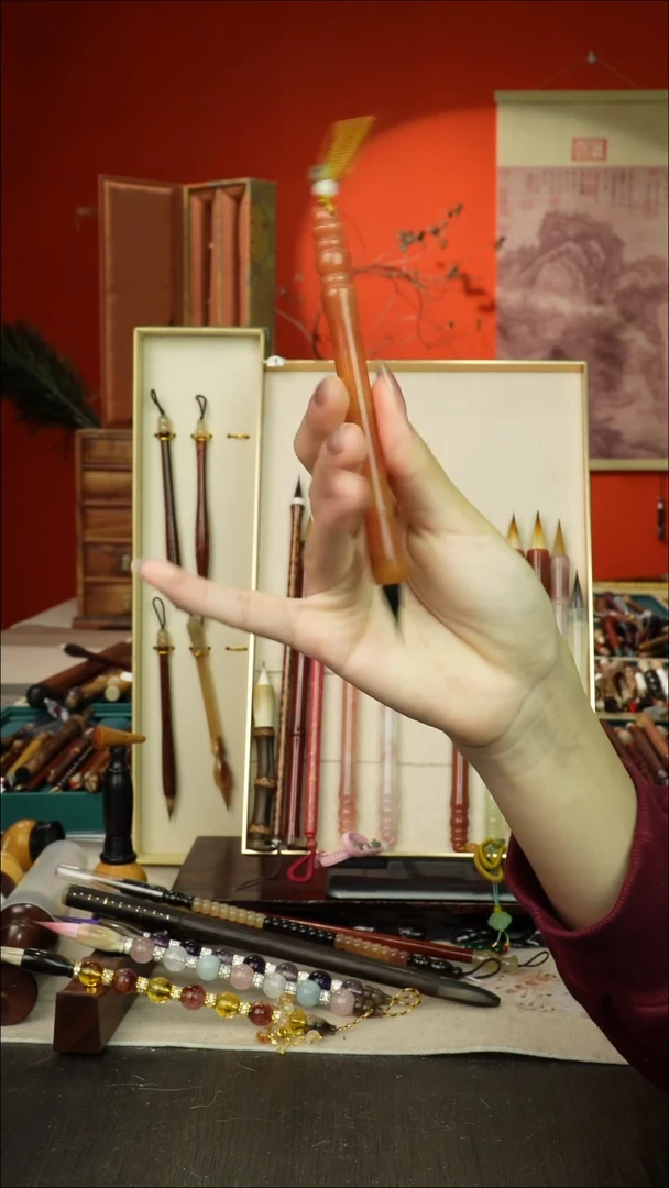 165号闪孤品高货毛笔链接 清水试笔 蘸墨不退