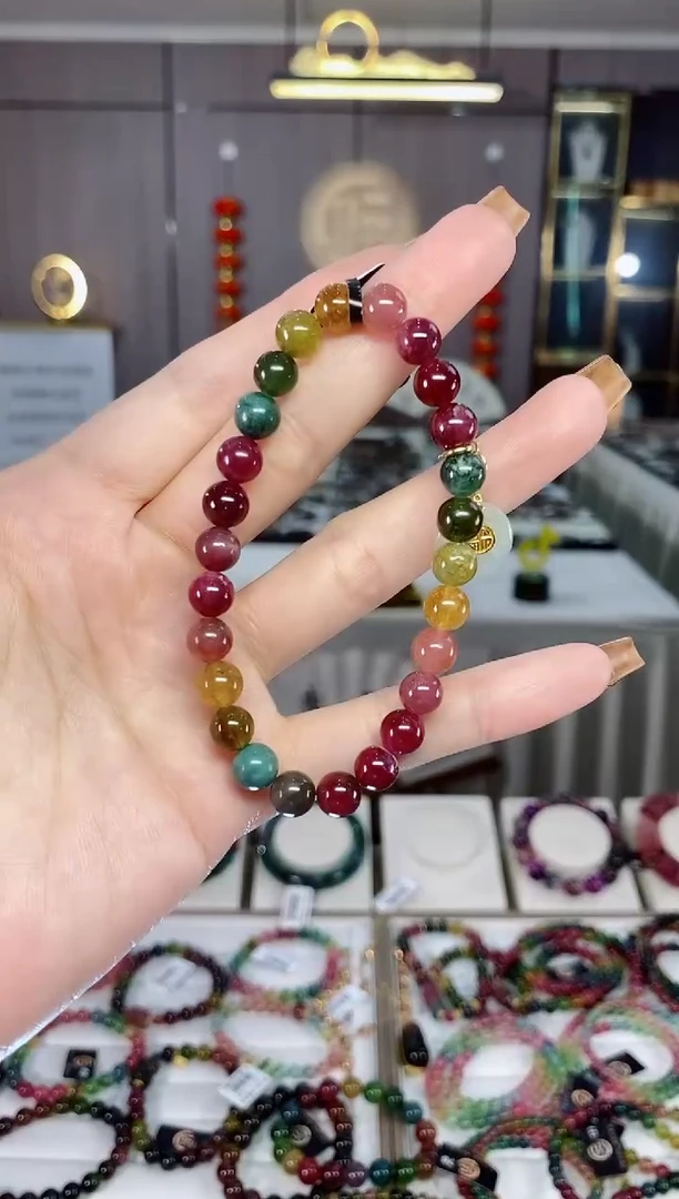 老矿碧玺油料色标单圈手串7mm+未镶嵌碧玺dan多样性发货一条