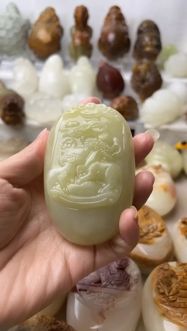 石材方解石棉纹正常不退换三羊开泰