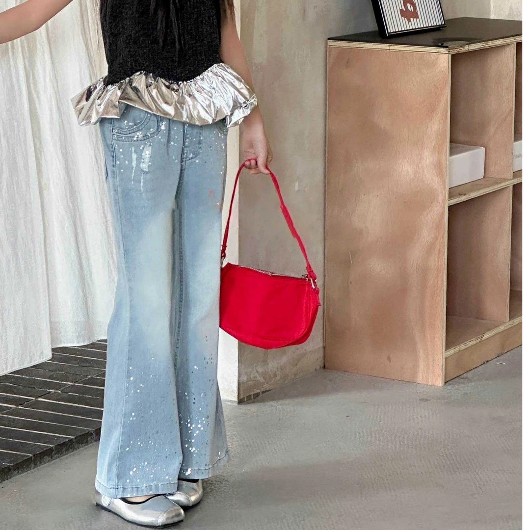 2025新款Call me GG女童牛仔裤春夏中大童百搭裤子喇叭裤79507