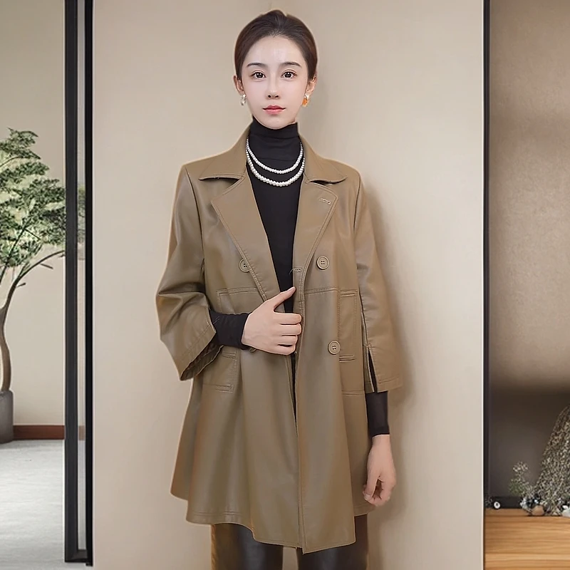 (秋季直播特惠)2025新款中长真皮女士皮衣显瘦时尚大码百搭韩版