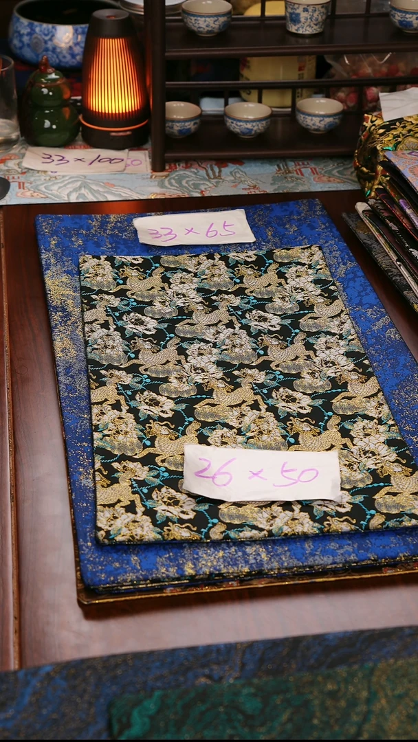 【麒麟牡丹双面】中国风干泡织锦茶席26*50