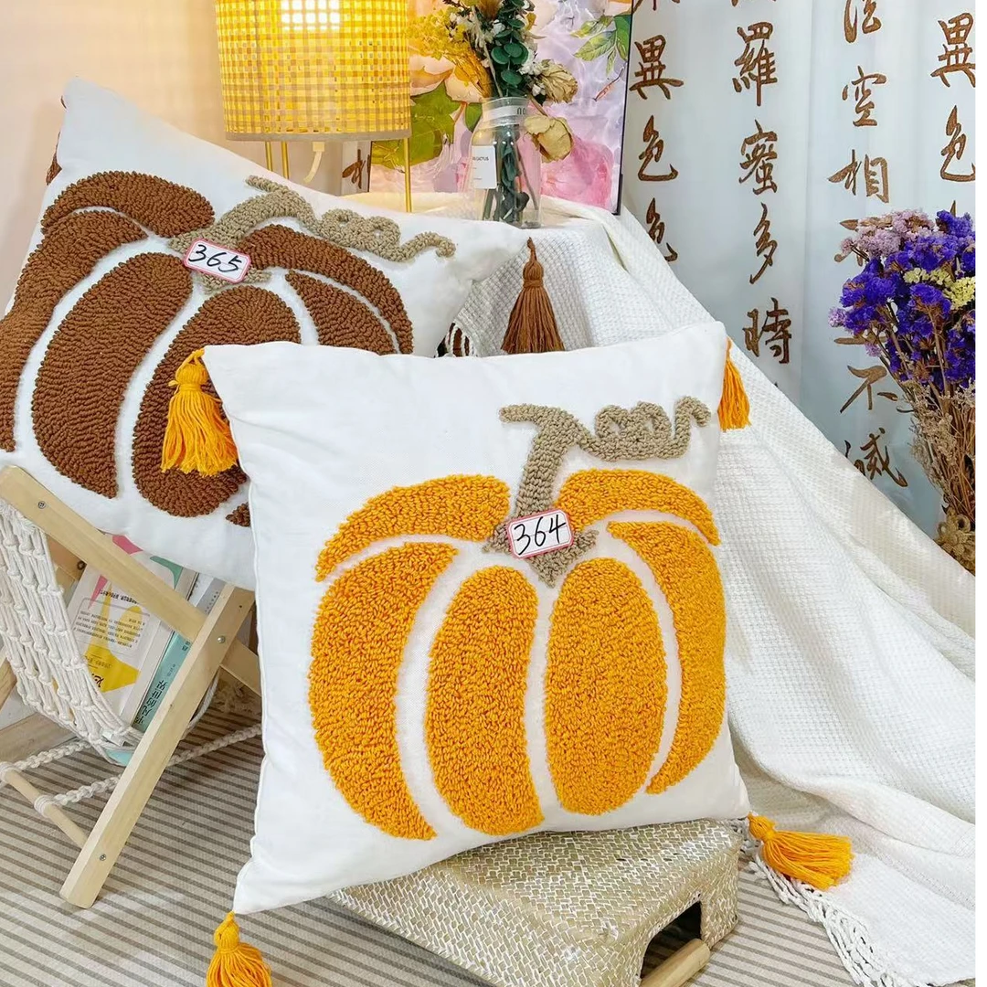现代简约北欧风圈绒刺绣抱枕客厅沙发多彩飘窗靠枕抱枕套