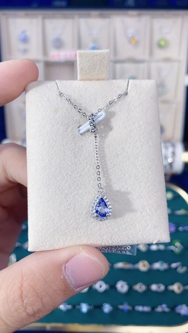 【闪购商品】坦桑石项链银S925镶嵌带证书