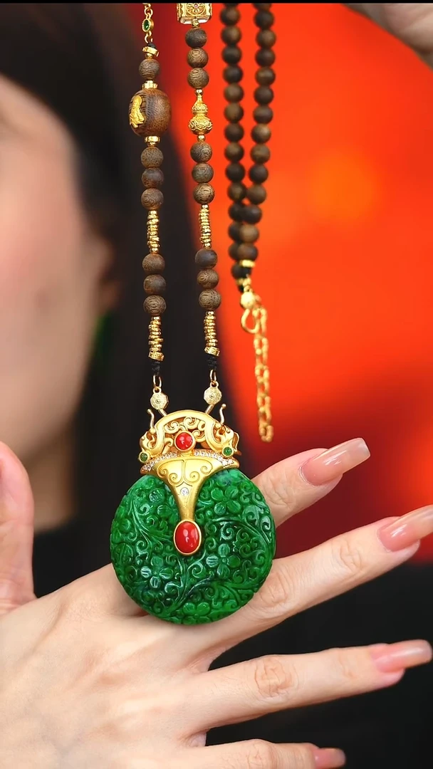 项链银S925镶嵌翡翠梦**雨新款