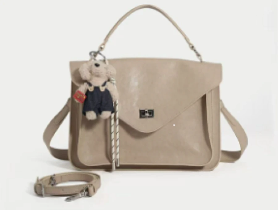 【蟹老板优选】女包时尚百搭女士复古小众斜跨单肩女包3899-杏色