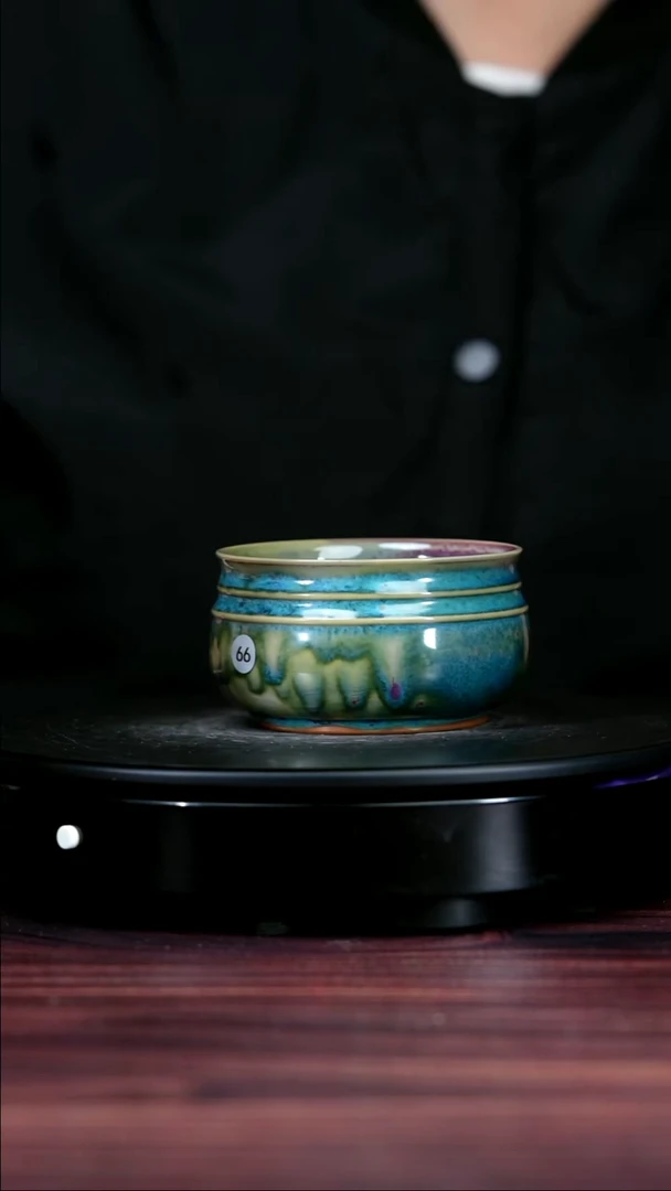 66#李盼龙一级品原矿钧瓷钱袋杯