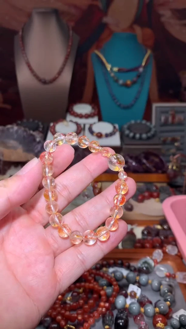 18K金镶嵌珠宝半成品水晶锦鲤胶花，顶珠12mm