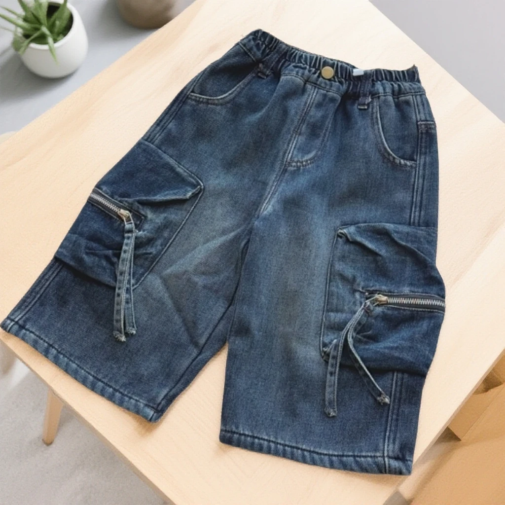 2025年新款长裤秋冬阔腿工装裤牛仔裤男宝儿童韩版百搭爆款百搭