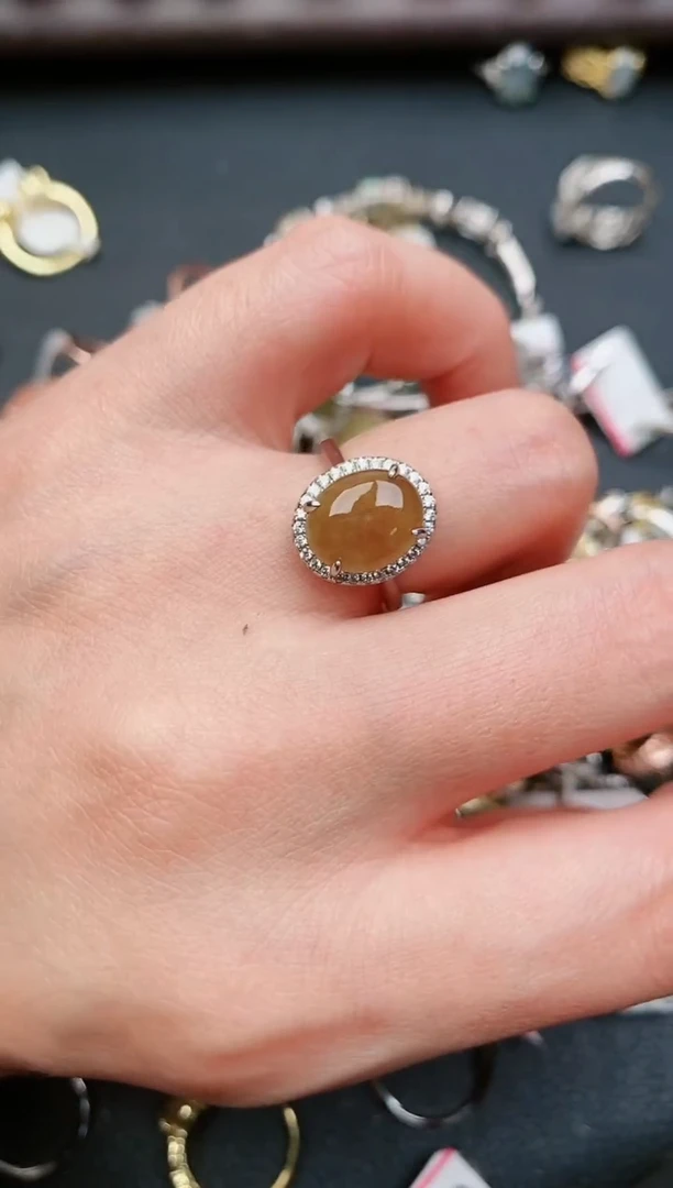 翡翠戒指银S925镶嵌...