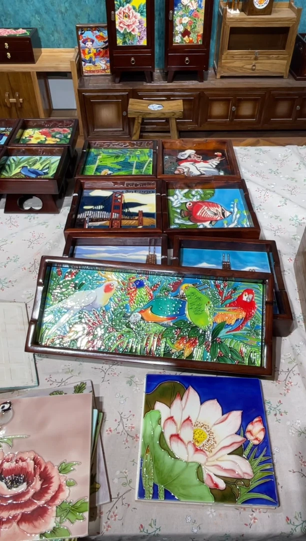 陶瓷大***a18*43双面茶盘群英荟萃