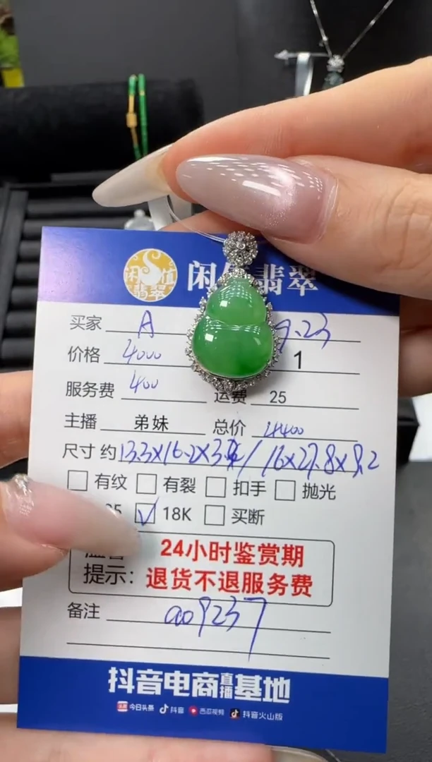 吊坠(不含链)18K金镶嵌翡翠翡翠吊坠