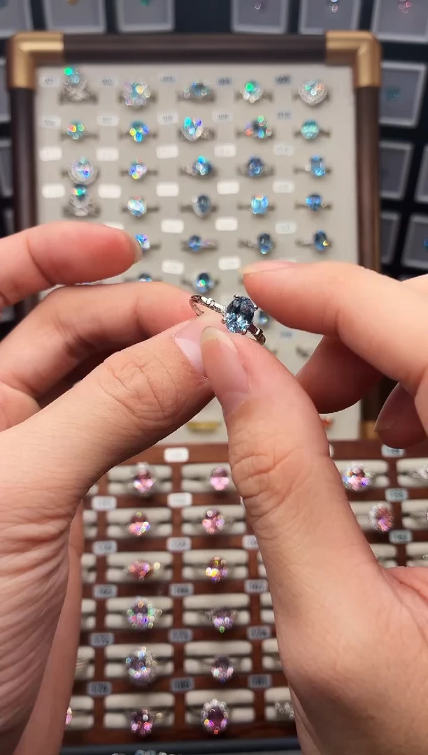 银S925镶嵌戒指海蓝宝石1888