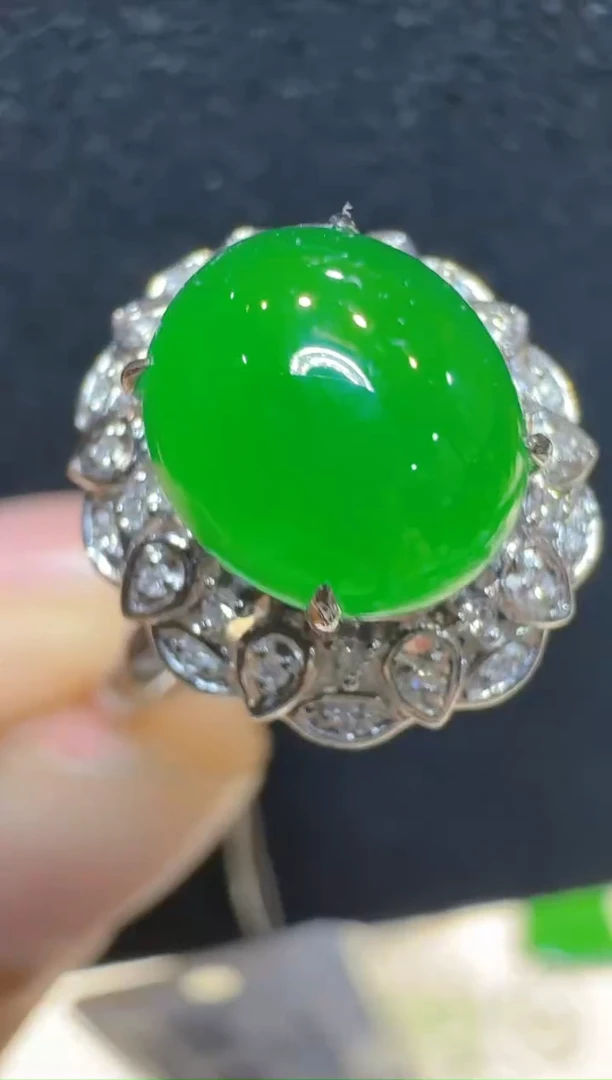 18K金镶嵌戒指翡翠多样性团购发一件