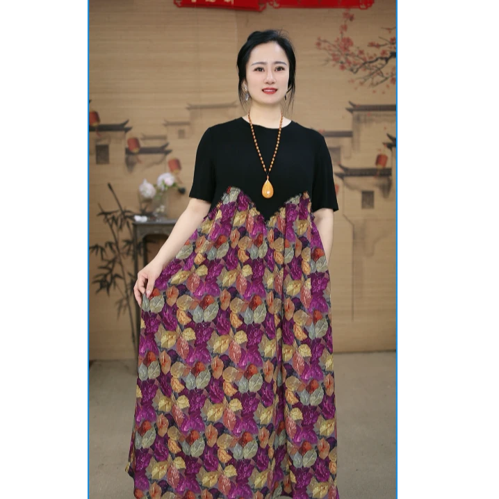 【肖夫人 五彩缤纷】 ·女装碎花裙瘦连衣裙气质长裙短袖