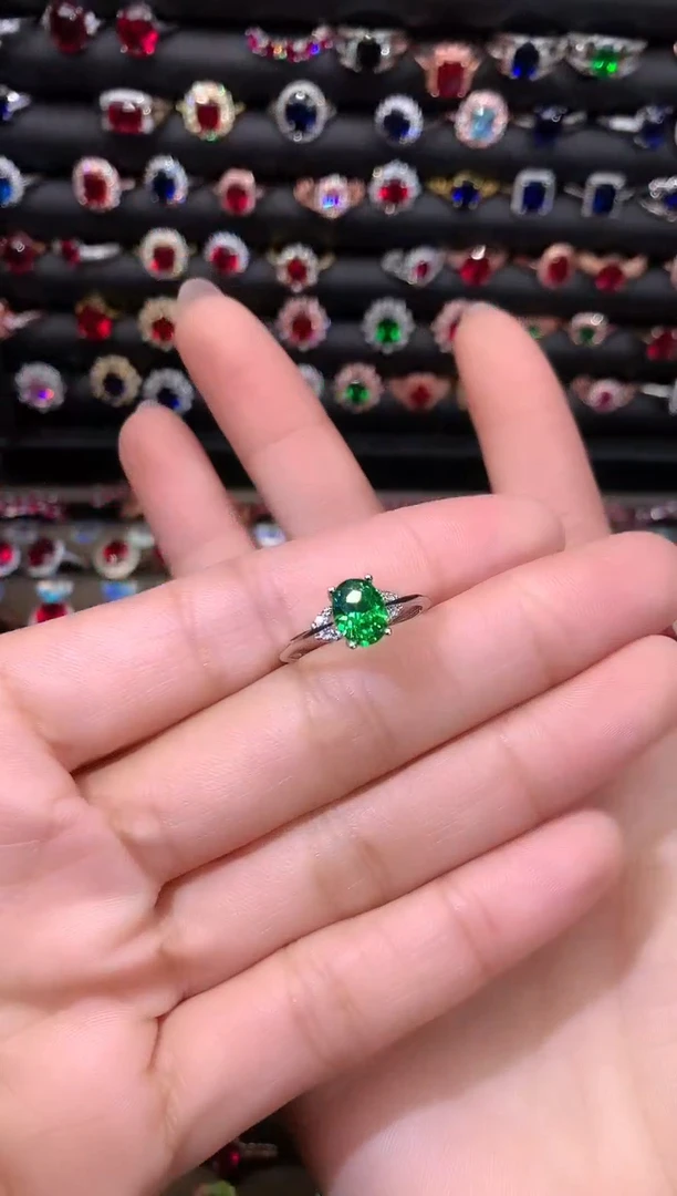 【闪购商品】透辉石戒指银S925镶嵌68