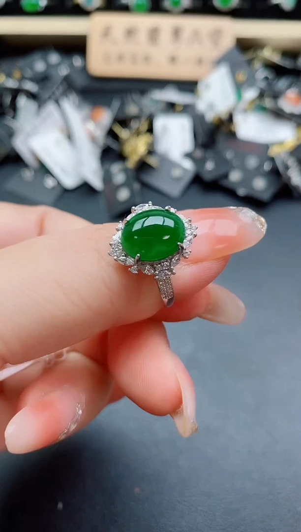 银S925镶嵌戒指翡翠1