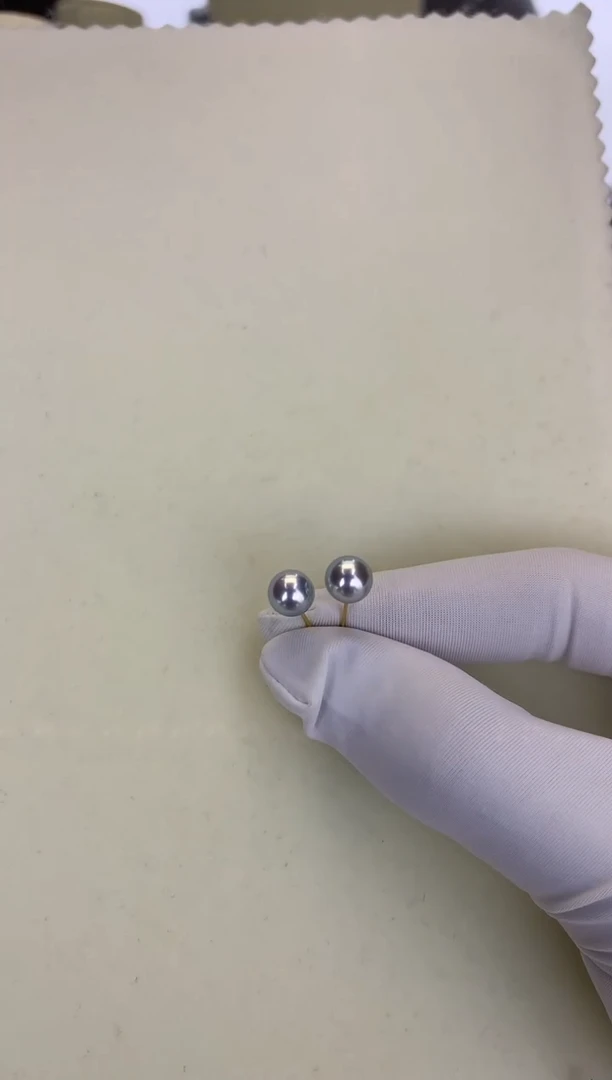 18K金镶嵌DA海水珍珠 GD082 6-7 真多麻耳钉