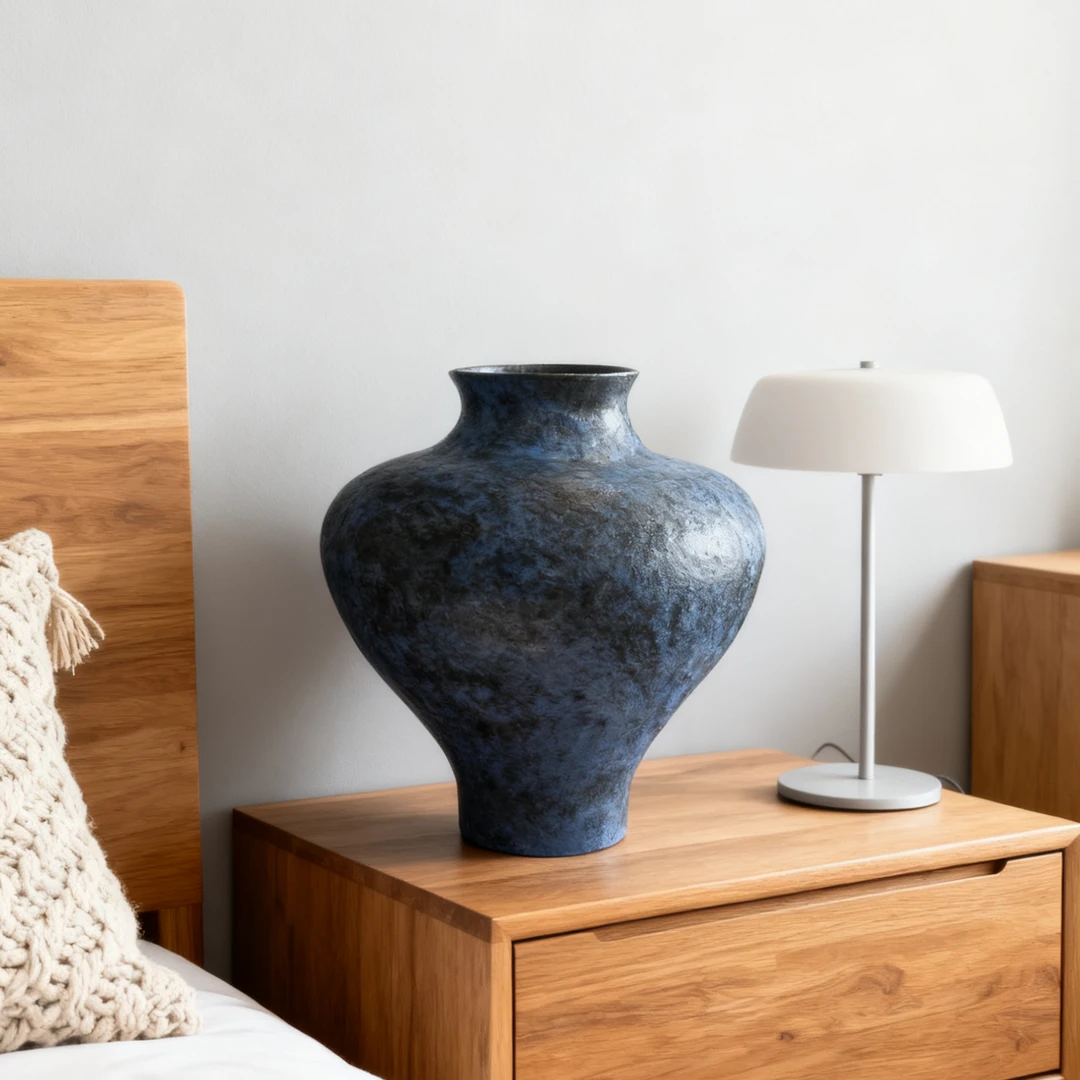 H手工制作景德镇陶瓷花瓶仿古釉下彩客厅装饰摆件 中式插花花瓶