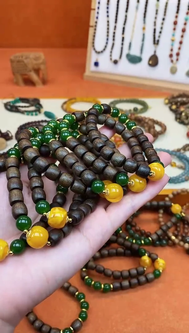 手串檀香木未镶嵌单圈达拉干玛瑙老蜡手串