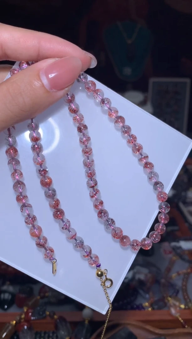 水晶珠宝半成品未镶嵌金草莓项链