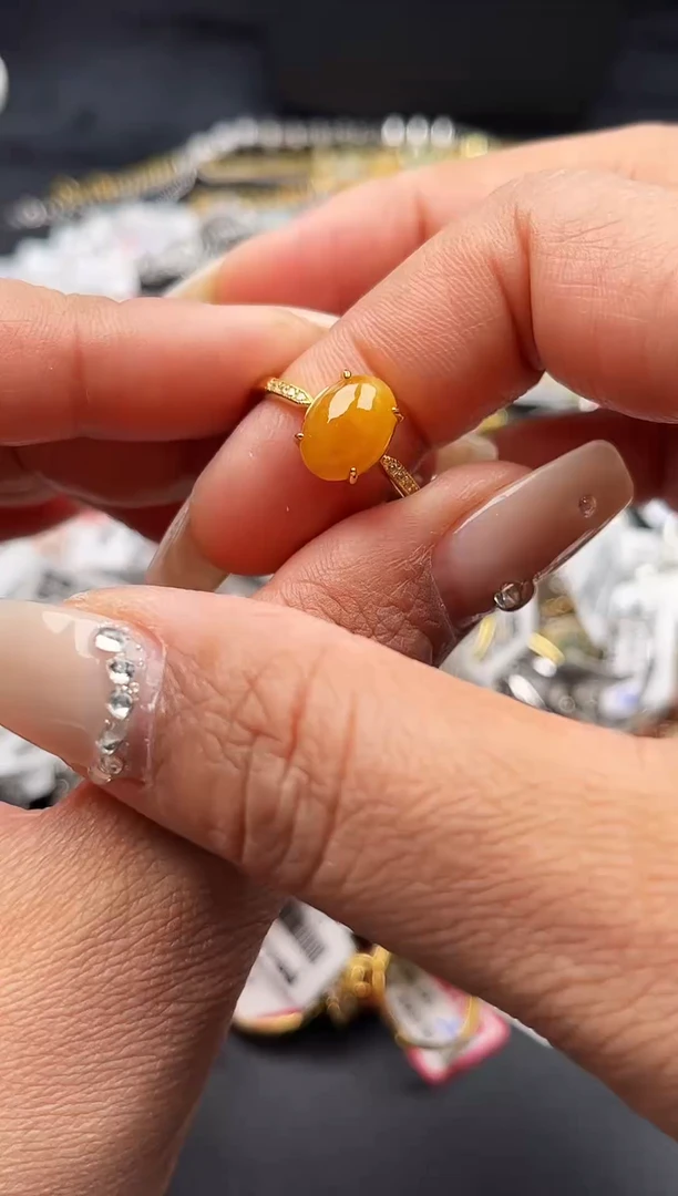 【闪购商品】翡翠戒指银S925镶嵌缅甸天然A货翡翠S925银镶嵌
