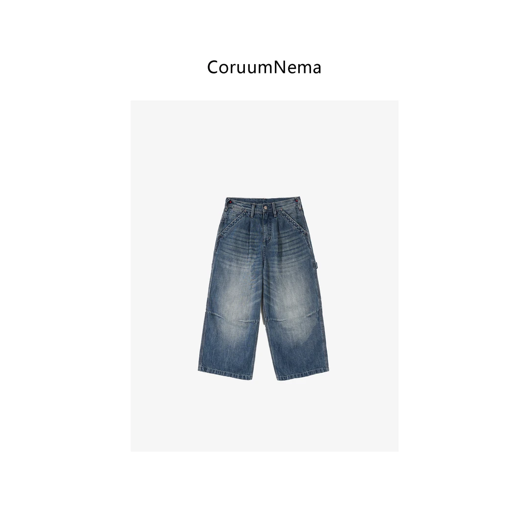 【CoruumNema】2025年新款夏季时尚直筒重工休闲八分牛仔裤180205
