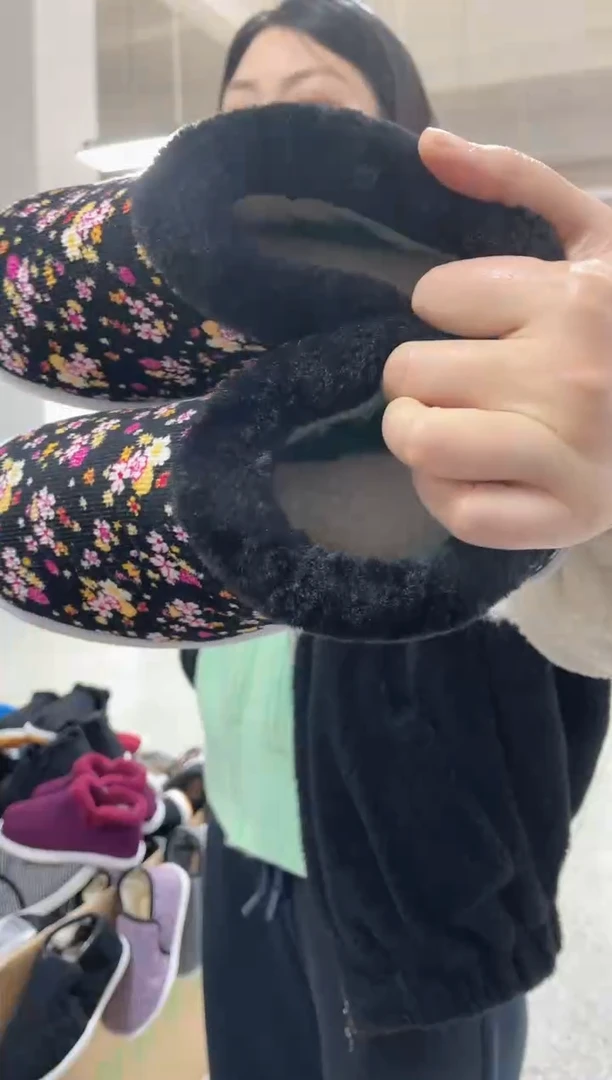 5-7小黑花毛圈棉鞋37码