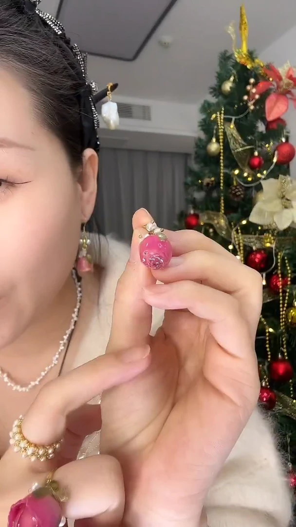 吊坠(不含链)未镶嵌淡水珍珠红玫瑰花万能扣吊坠