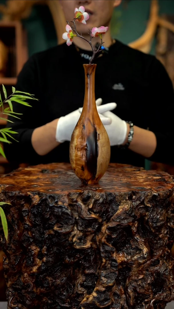 木雷击枣木富贵瓶