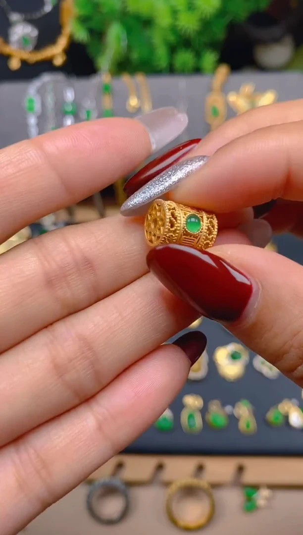 吊坠(不含链)银S925镶嵌翡翠桶珠