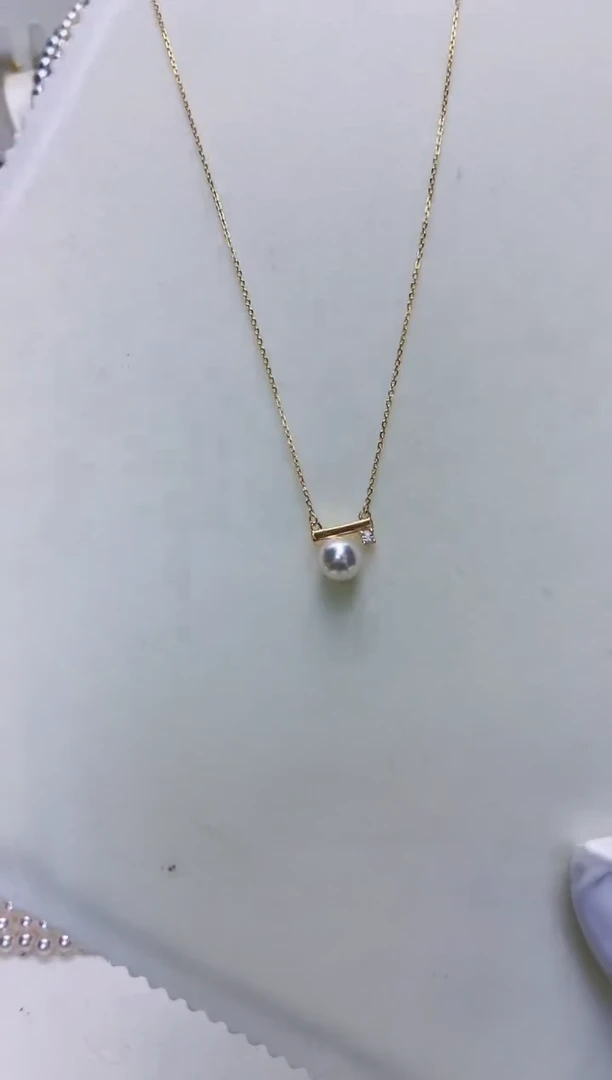 【闪购商品】海水珍珠商品银S925镶嵌平衡木套链·金色