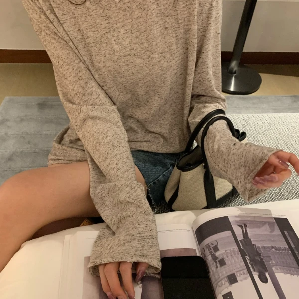 “山川无界”高端定制亚麻面料长袖纯色T恤D5L238