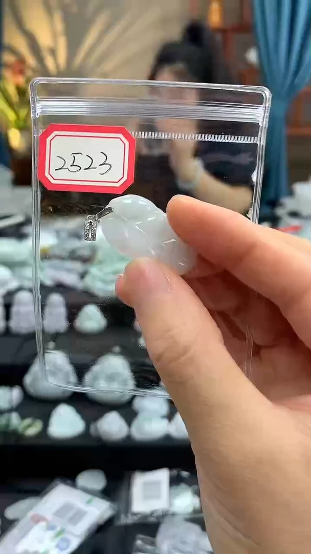 翡翠银S925镶嵌颈饰叶子2523