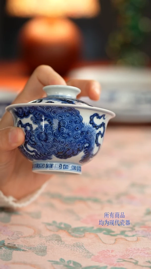 松风馆十字绣球二才盖碗